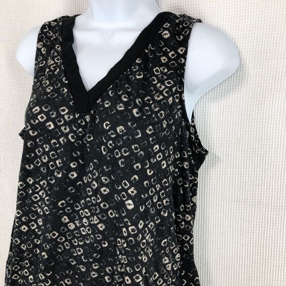 Grayson top women’s M black geometric sheer bottom sleeveless V-neck - Picture 4 of 6